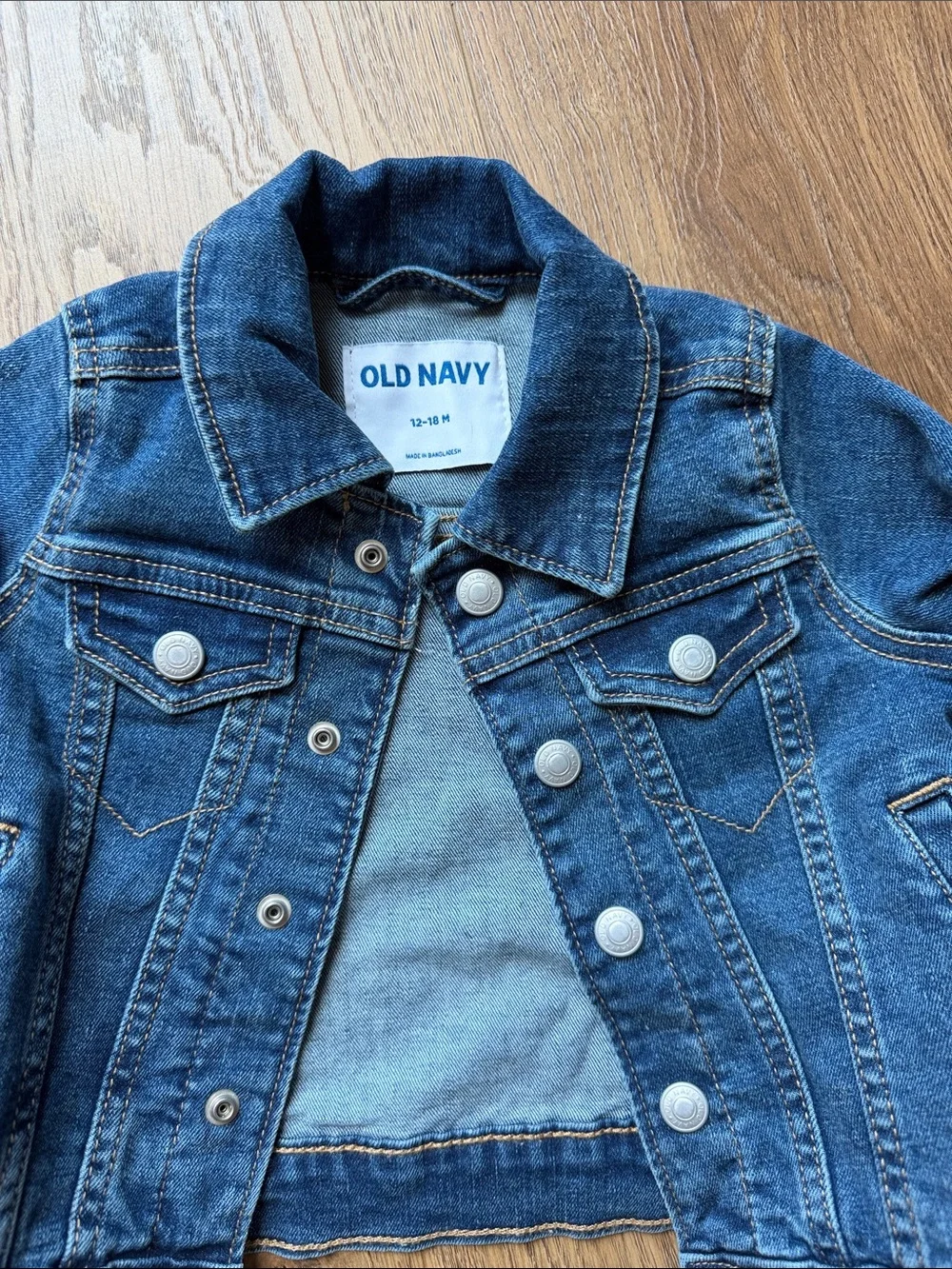 Old Navy Dark Blue Denim Jacket for Kids 12-18 M
